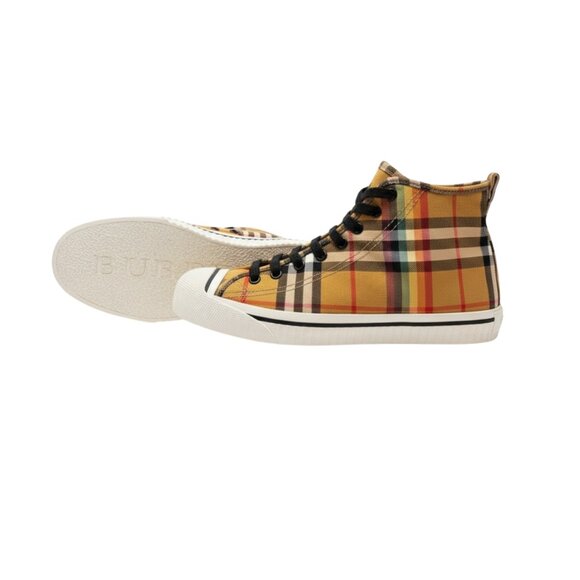 Burberry Rainbow Vintage Check High-Top Sneakers Canvas Plaid Made in Spain Size - Picture 1 of 6